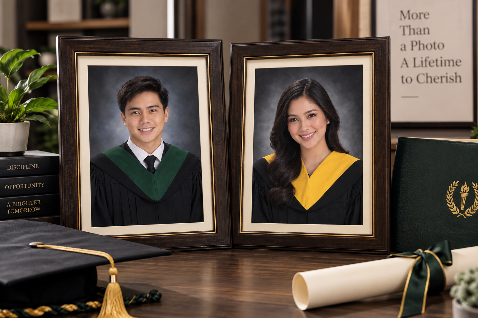 Framed graduation portraits by EXPO