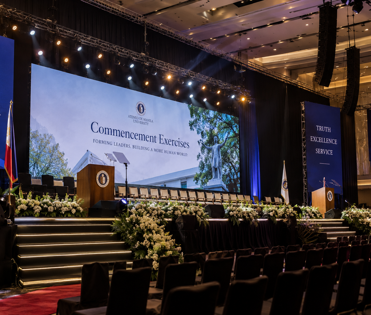 Stage and technical production ready ceremony environment